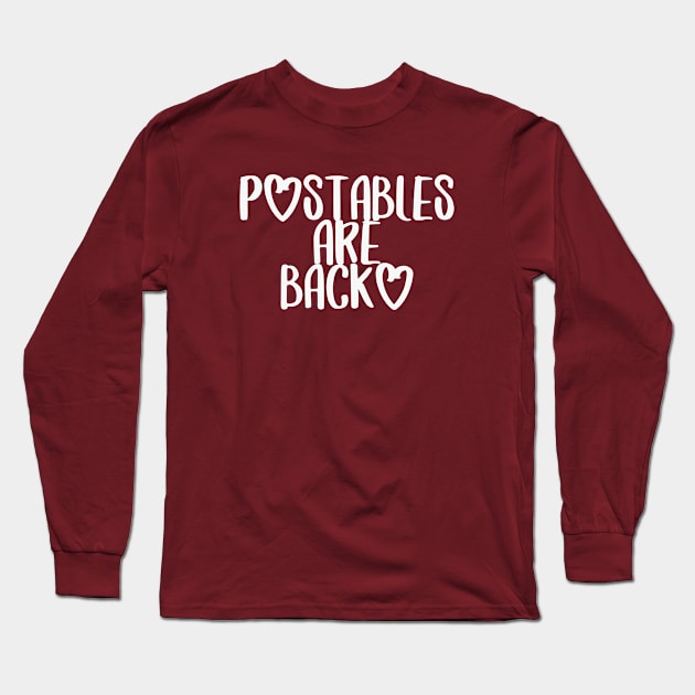 POstables are Back (White font) Long Sleeve T-Shirt by Hallmarkies Podcast Store